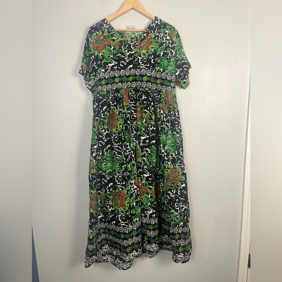 Only necessities Long Crinkle Cotton Lounger in Black Batik size 18-20 - Picture 2 of 7